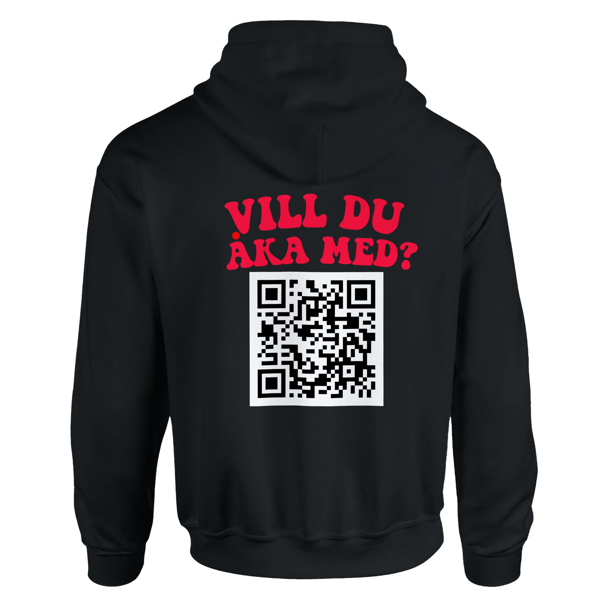 Svart MC hoodie med eget tryck och QR-kod för Instagram – BikerQR